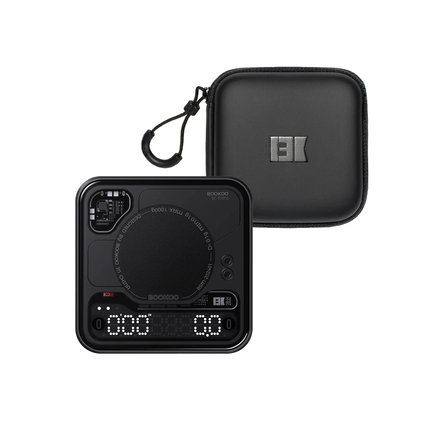 Bookoo Themis Mini coffee scale with protective case